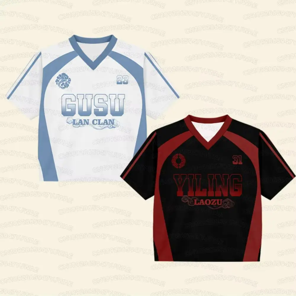 2026 Herren Damen MDZS Gusu Lan Zhan Wei Wuxian V-Ausschnitt Jersey Cosplay Fan T-Shirt Streetwear Kurzarm T-Shirt Oberteile – Detail 3