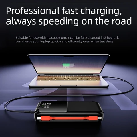 (CCC) PD45W 20000 мАч портативный внешний аккумулятор для iPhone, Huawei и Xiaomi, ультратонкий, со встроенным кабелем