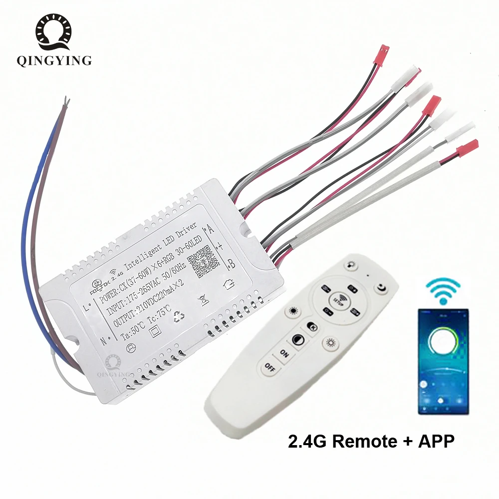 led driver 3760wx6 mais rgb 30 60led controle remoto app inteligente escurecimento cor mutavel para o reparo substituir lustre 24g 01