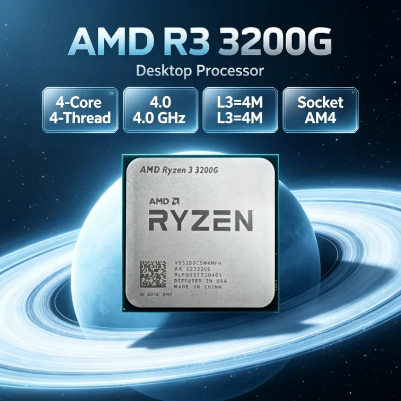 AMD Ryzen 3 3200G 4-Core 4-Thread 4.0 GHz Processor Socket AM4 R3 3200G APU L3=4M 65W DDR4