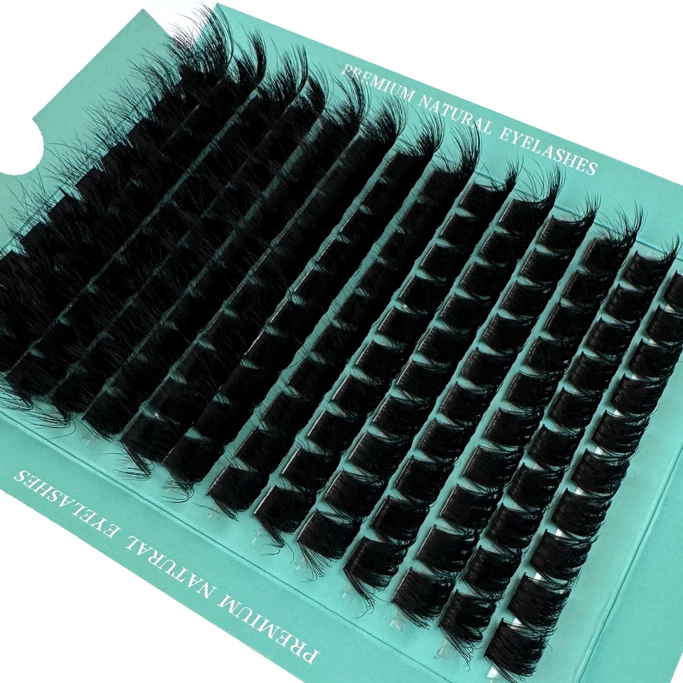 Racimos de pestañas DIY 8D esponjosos 60D-200D, mezcla de 8-20 mm, extensión de pestañas 0.07 mm curva D rusa, gruesas y reutilizables, dramáticas 5
