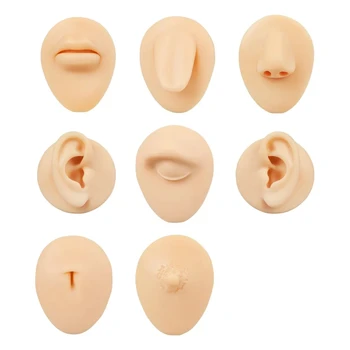 1PC Ear Nose Lip Navel Tongue Tattoo Silicone Model Tattoo Puncture Practice Simulation Human Body Part Display Piercing Jewelry