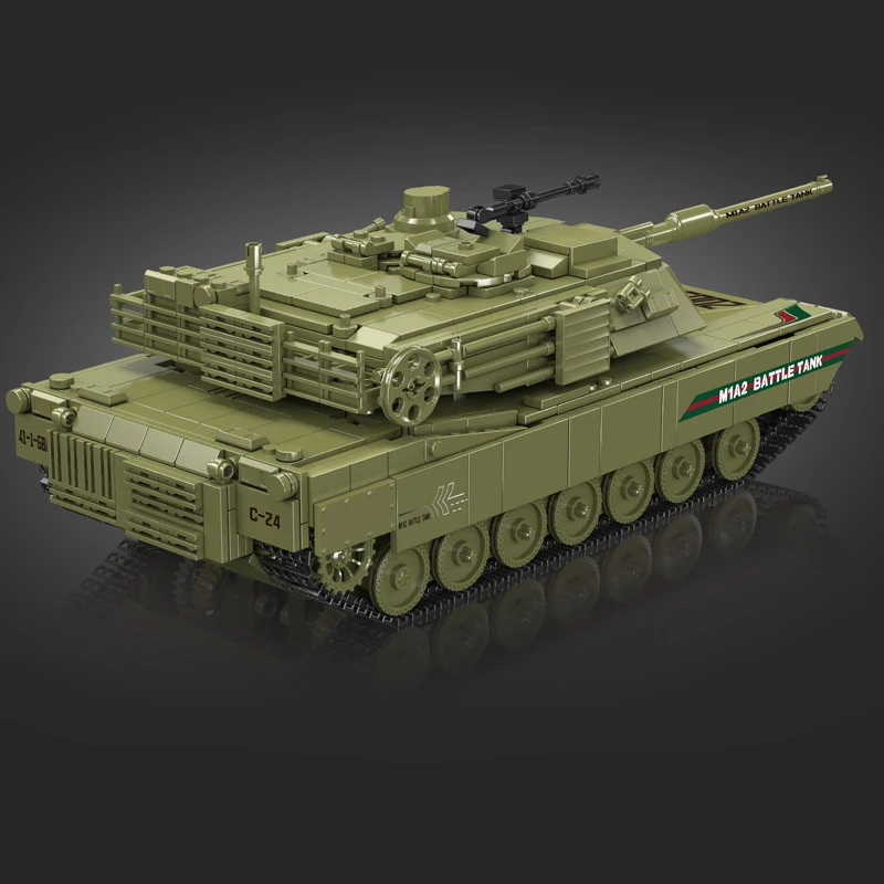 Molde rei 20033 tanque técnico brinquedos o rc m1a2 tanque de batalha principal bloco de construção montagem tanque tijolo conjunto crianças presente natal