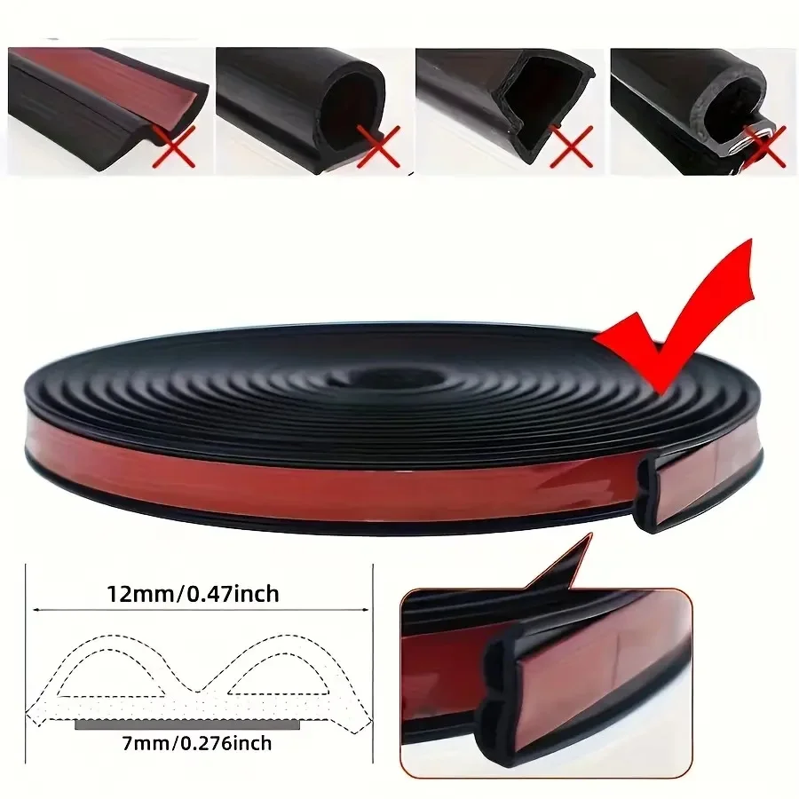 Car Door Sealing Strip, Synthetic Rubber Snap-on Type, Left-side Installation-sound Insulation, Dustproof, Car Decorative Strip