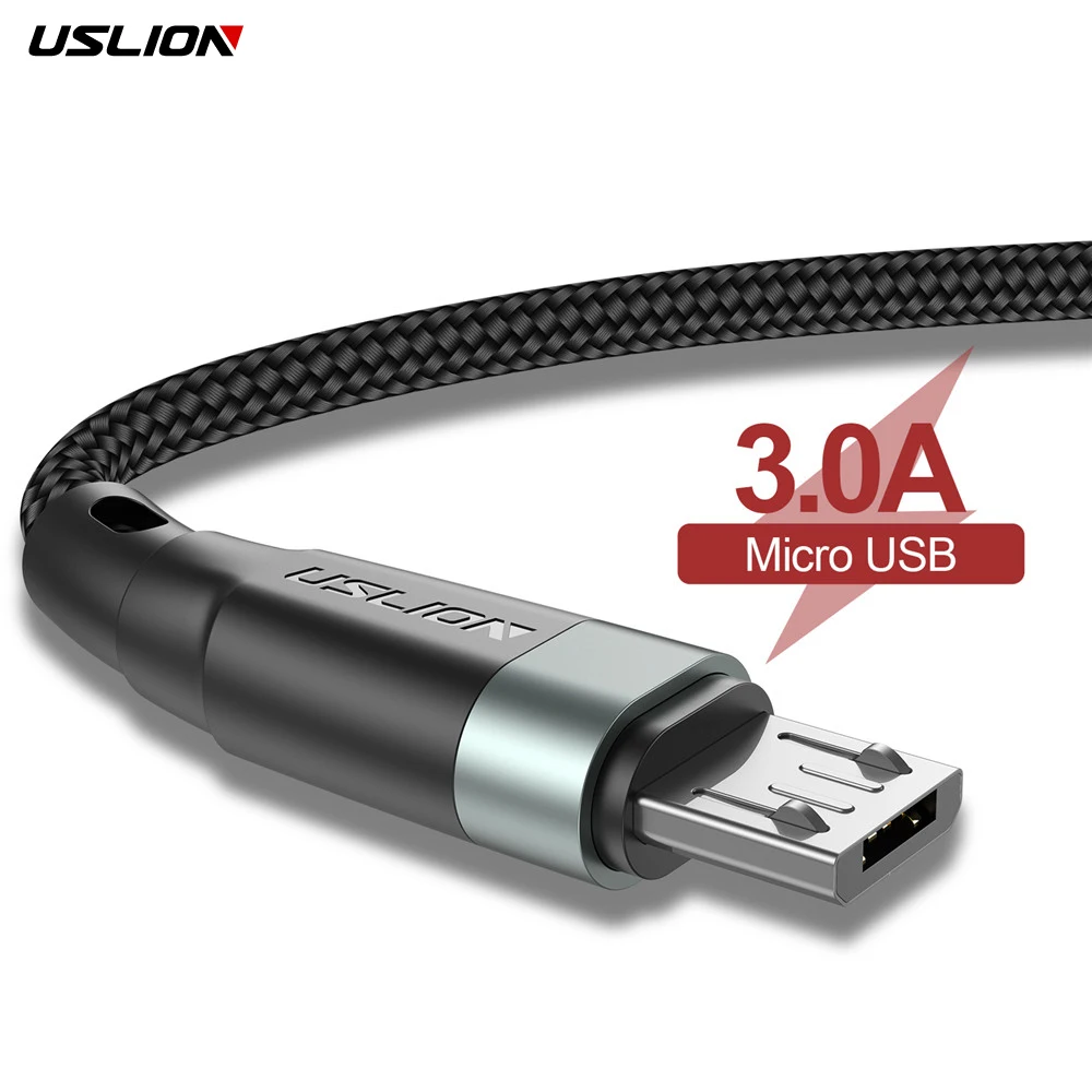 USLION 3A USB Micro Cable Fast Charging USB Data Cable Cord for Samsung S6 Xiaomi Redmi Note 4 5 Android Microusb Fast Charge 3M