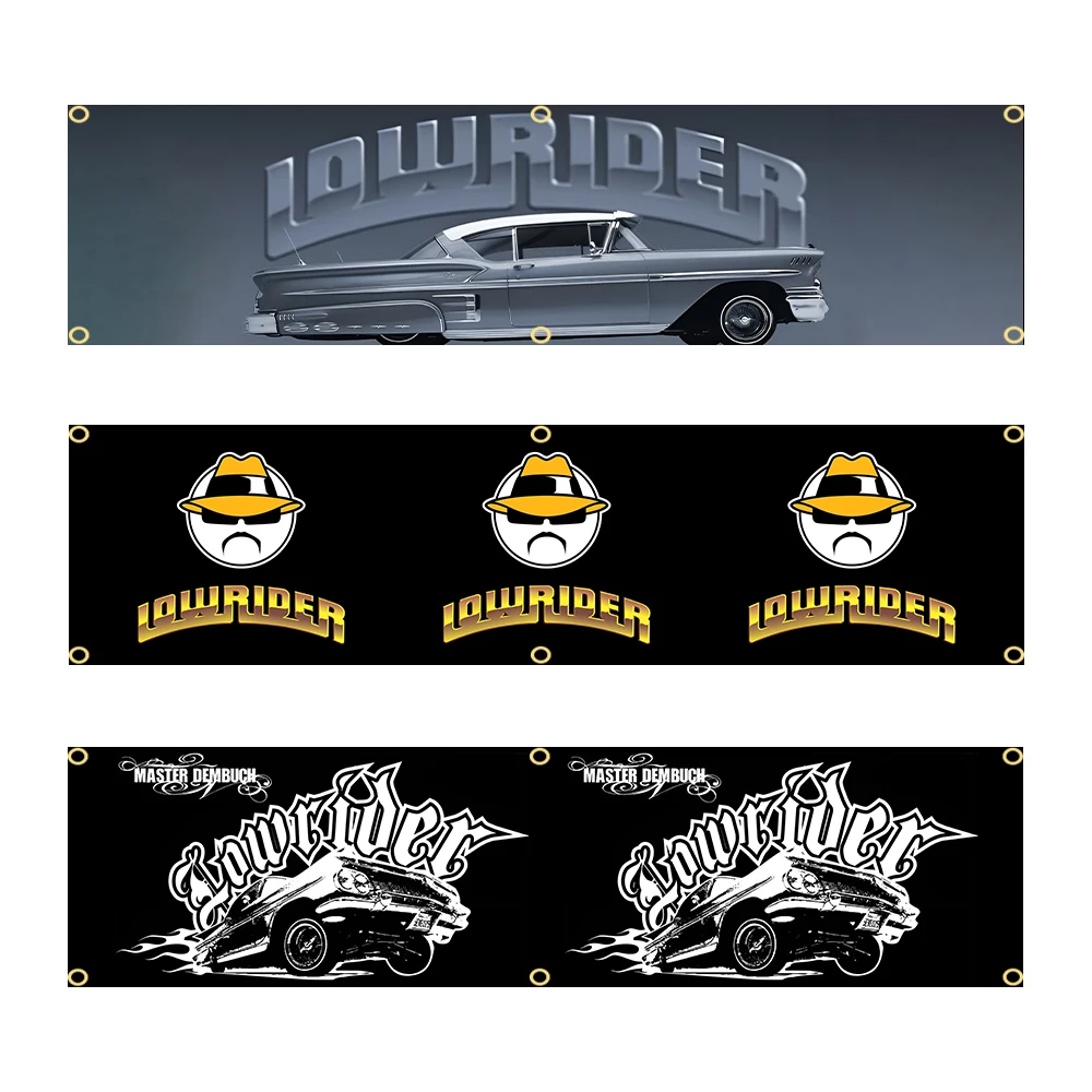 60X240cm Lowriders Racing Flag Polyester Printed Car Banner Flag Polyester Printed Garage or Outdoor Decoration Tapestry