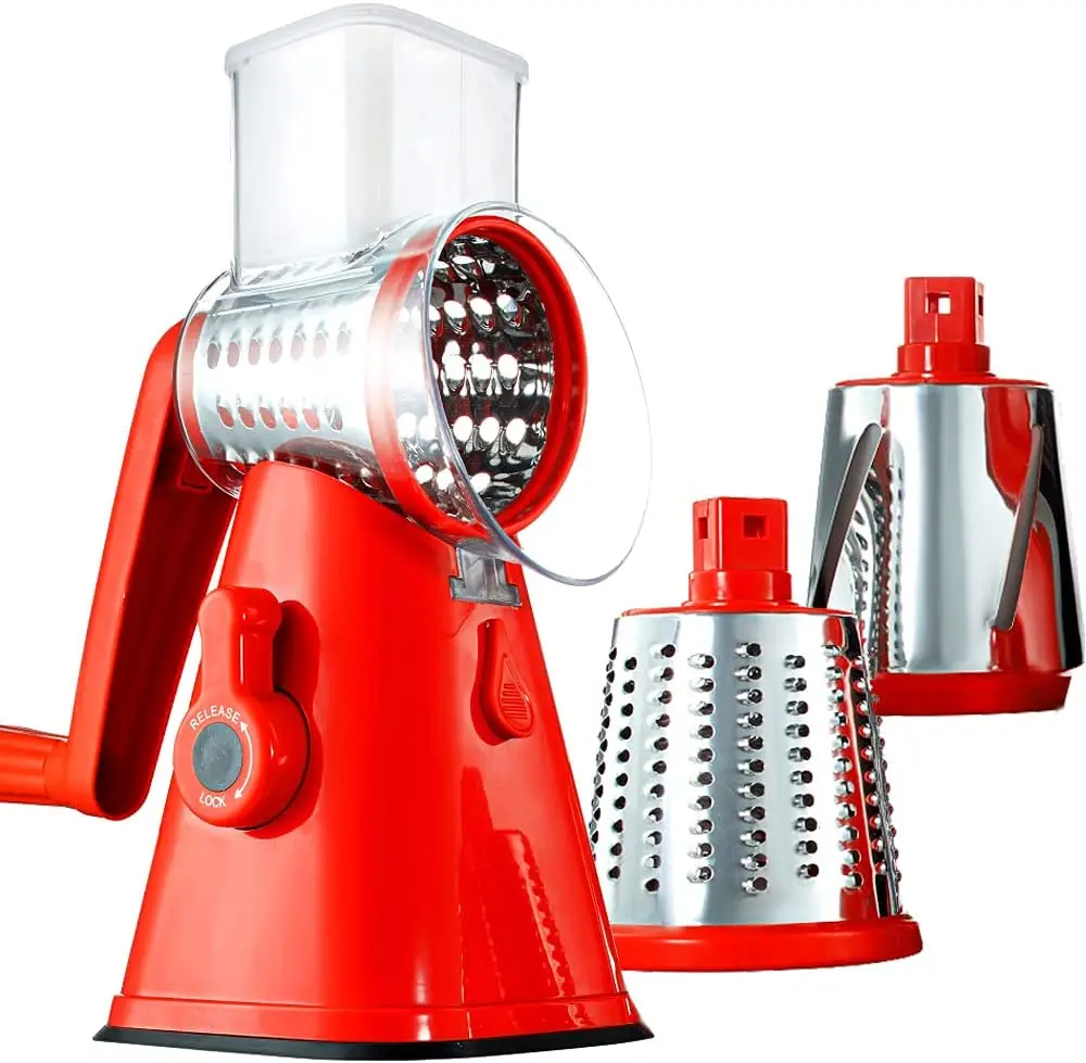 Lmetjma rotierende Käsereibe mit Griff manuelle Gemüse reibe Shredder Slicer Nuss mühle mit starker Saug basis jt122