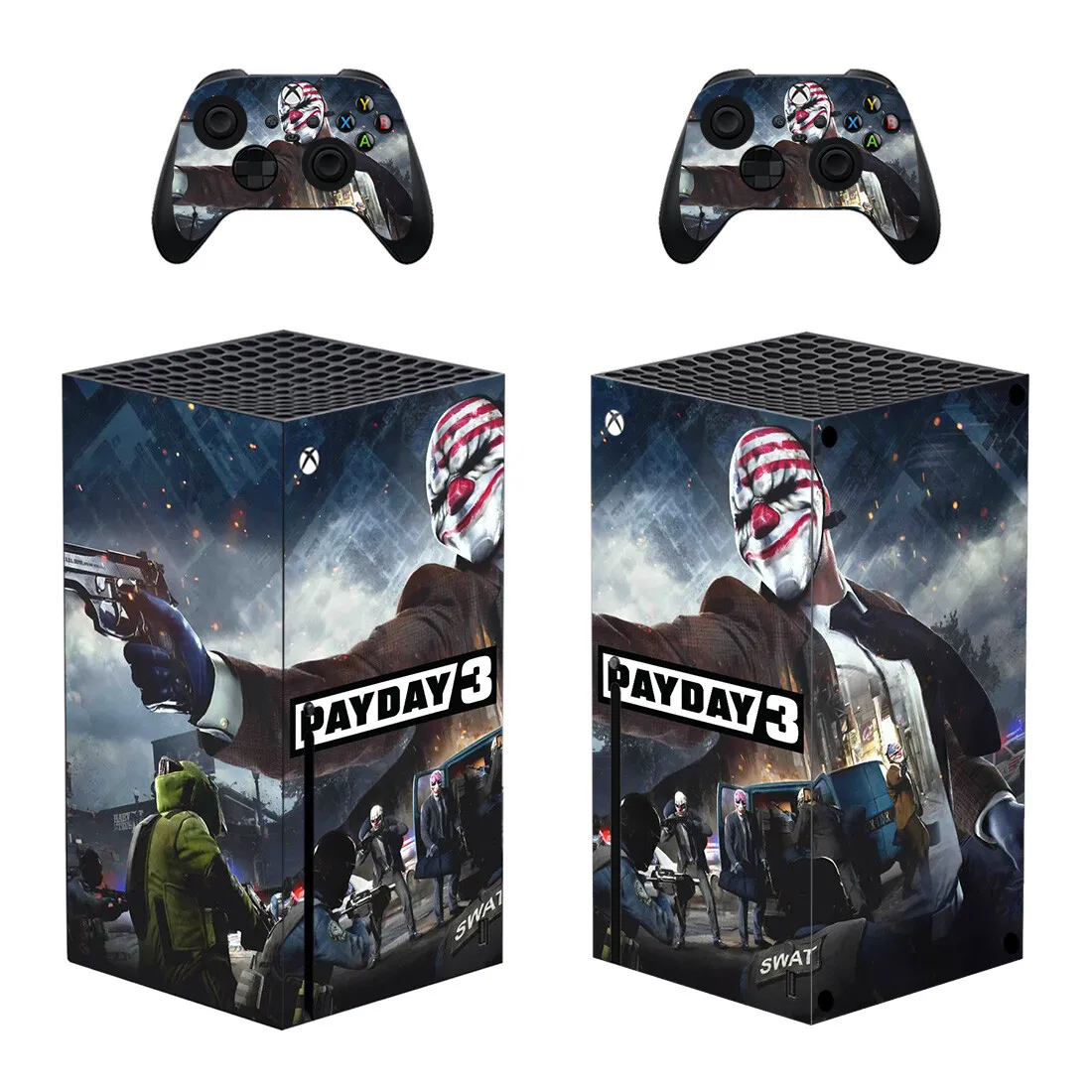 Payday 3 Skin Sticker Decal Cover for Xbox Series X Console and 2 Controllers Skins Vinyl