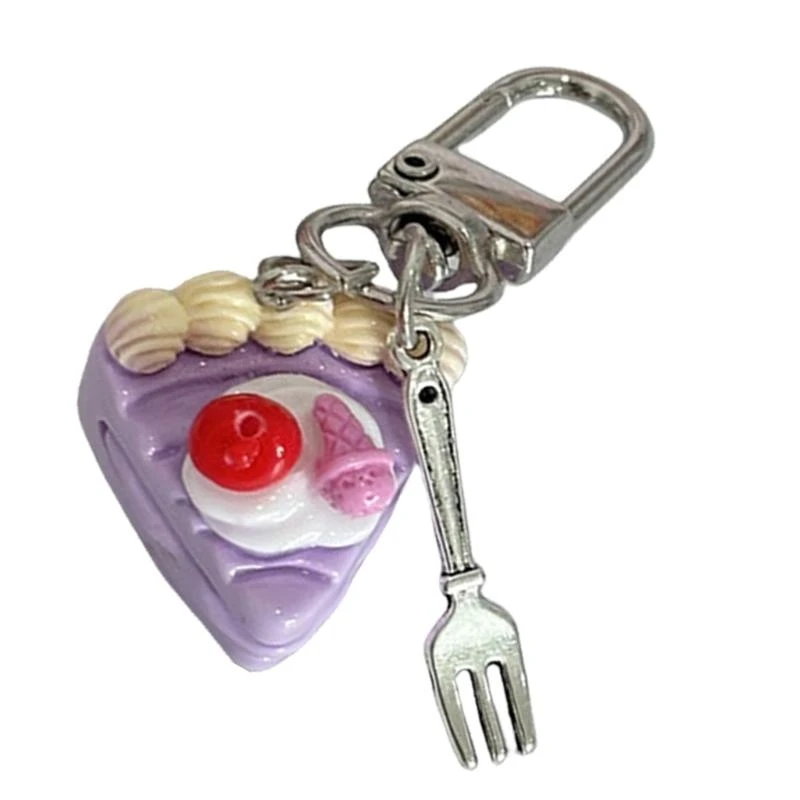 

Sweet Little Fork Dessert Keychain Pendant Lovely Hangings Decorations Keyring Charm for Purse Bag Backpack Handbag