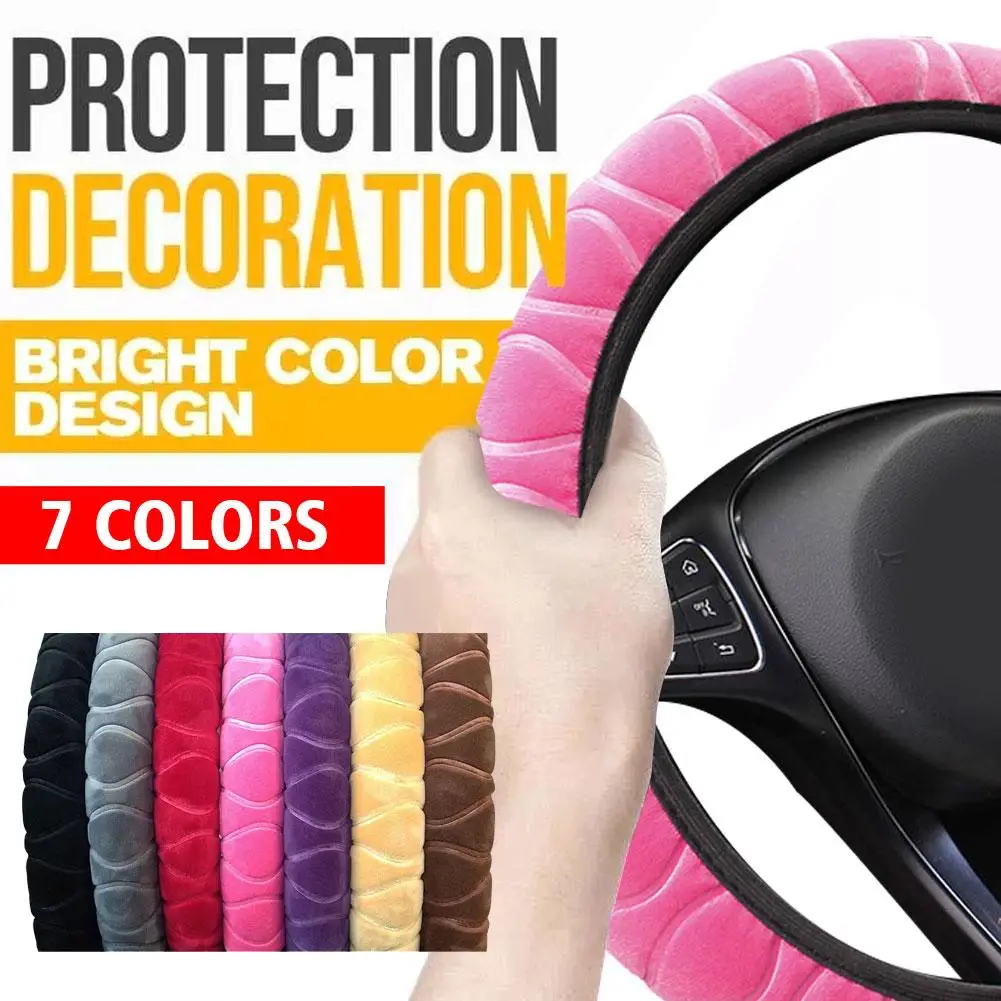 Car Steering Wheel Cover For Winter Warmth Loose Handle Sleeve Without Inner Super Soft Three-dimensional Plush Y3V7