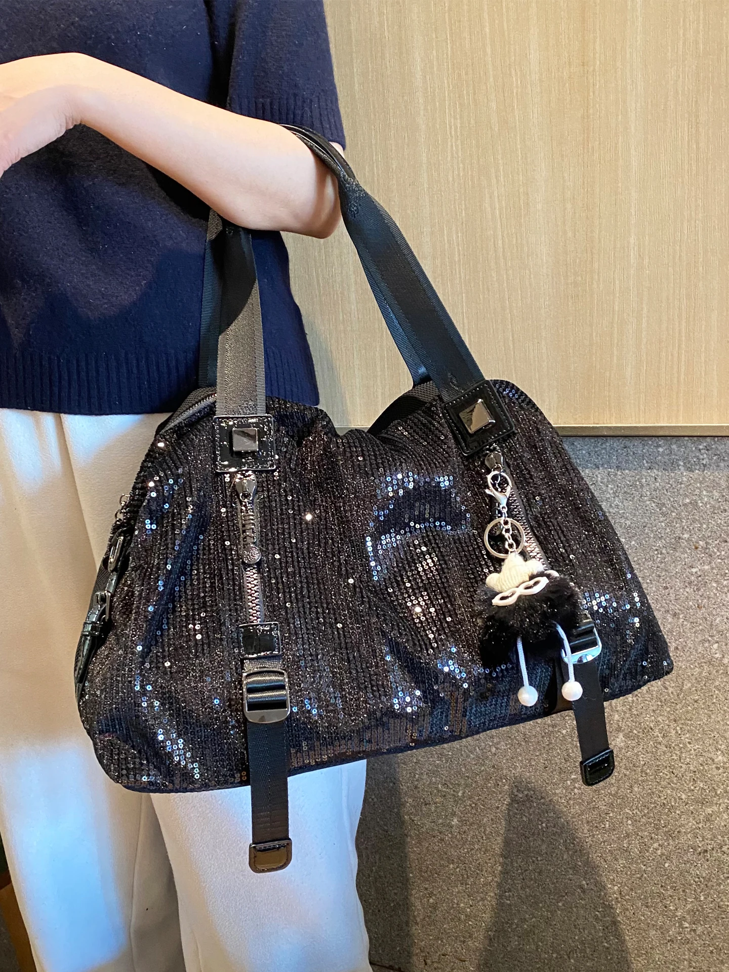 

Высококачественная модная женская сумка с блестками, сумка через плечо, сумка-кроссбоди, из мягкой ткани, однотонная.