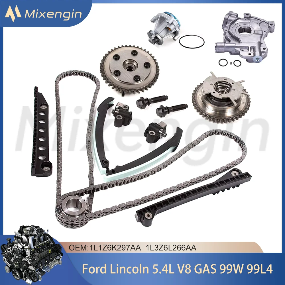 Timing Chain Kit W/VVT Gear Water Oil Pump For 03-14 5.4L V8 99L4 Ford F-150 F-250 F-350 Lincoln Navigator MARK LT 1L1Z6K297AA