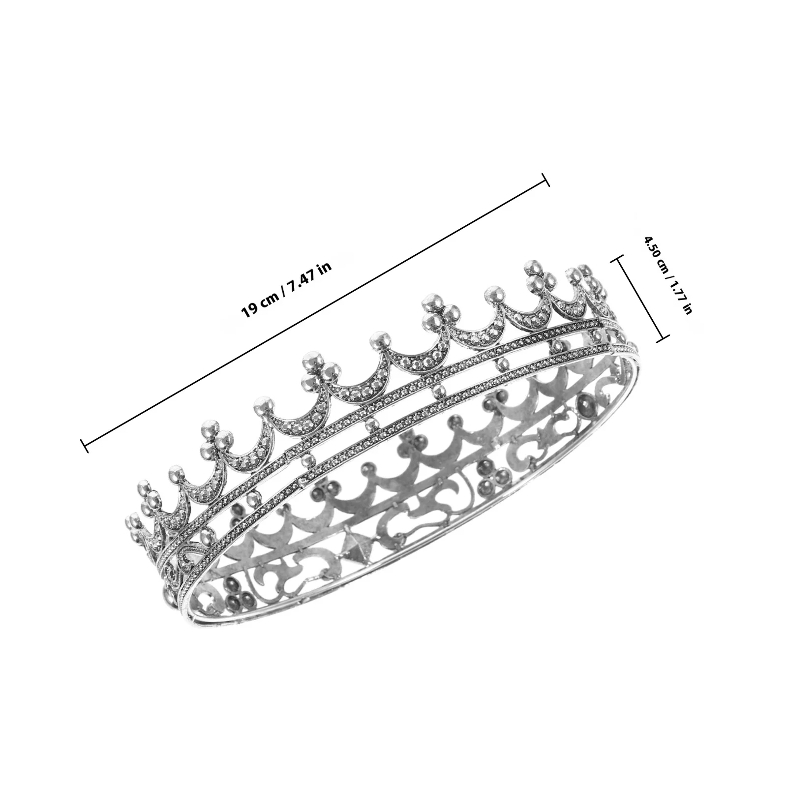 メンズメタルクラウンラインストーン耐久性のあるヘッドドレス小道具パーティーコスチュームクラウン男性用ハロウィンコスプレプロムアクセサリー男性用