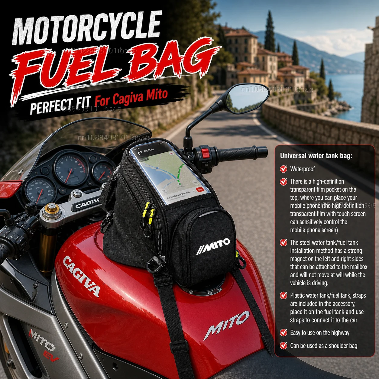 Nueva bolsa Universal magnética para tanque de combustible, paquete de navegación para teléfono de motocicleta, para Cagiva Mito 50 125 Mito sp525