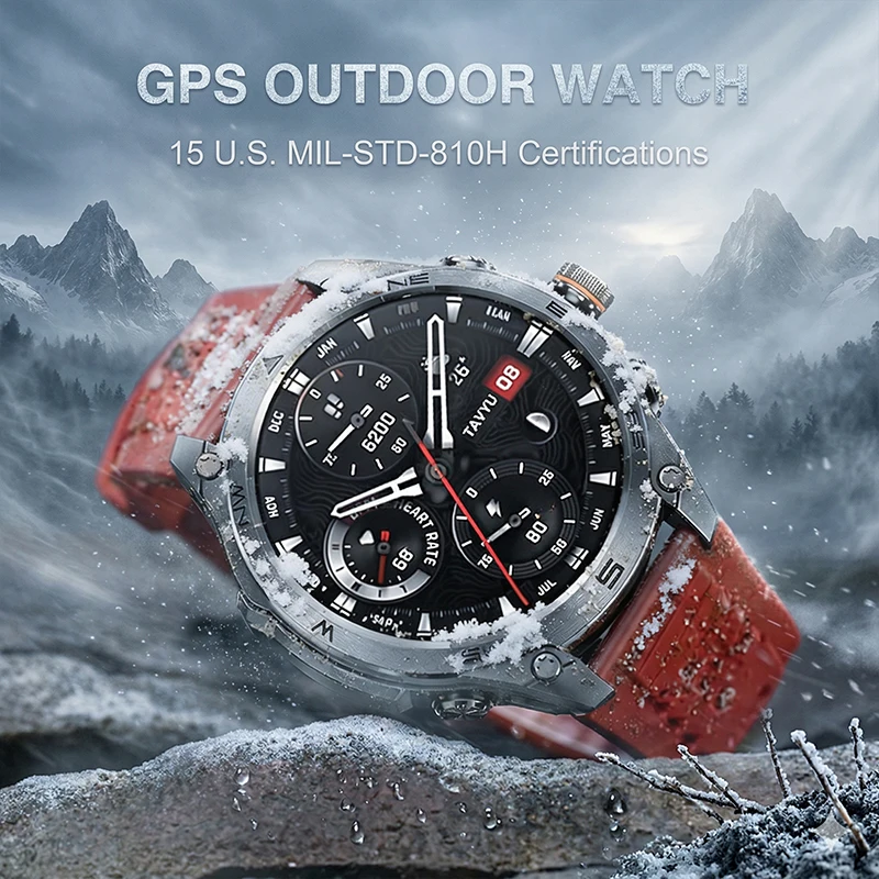 

Tactical GPS Smart Watch 2026 Military Clock Men 100m Waterproof Built-in GPS Bluetooth Call 1000mAh Battery Outdoor Smartwatch
