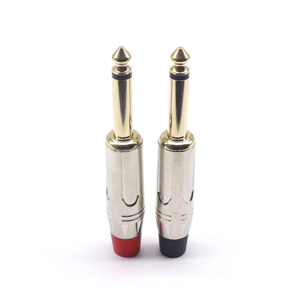 2pcs/1pairs Bright nickel 6.5 big two-core audio plug fever-grade 6.5mm plug 6.35 mono microphone microphone plug