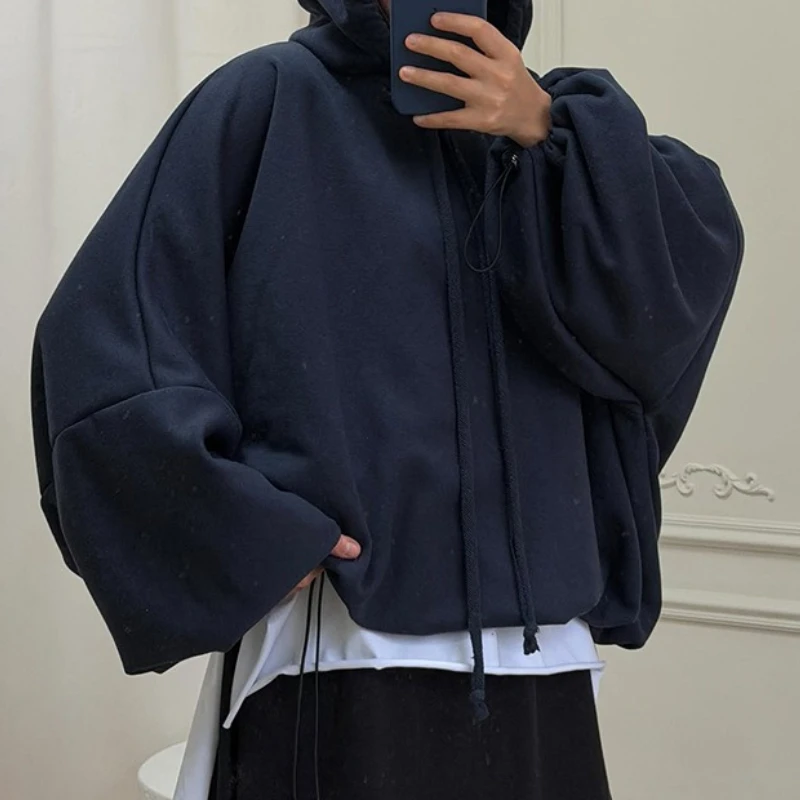 

Women's 2026 Spring New Casual Versatile Loose Solid Color Lace Up Long Sleeve Hoodie Top