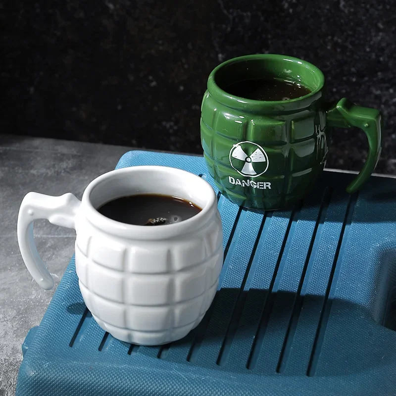 Creative Ceramic Cup Grenade Modeling Water Cup Green Mug Personalized Coffee Cup