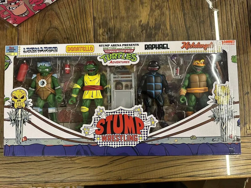 Original Neca Tmnt Adventure Stump Wrestling Leonardo Raphael Donatello Michelangelo Action Figure Collection Anime Model Toy