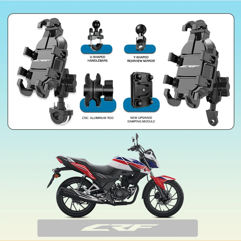 

For Honda HONDA CRF450R CRF250R CRF150R CRF250X CRF450X Phone Mount Stand Motorcycle Holder 360° Rotatable ABS Adjustable