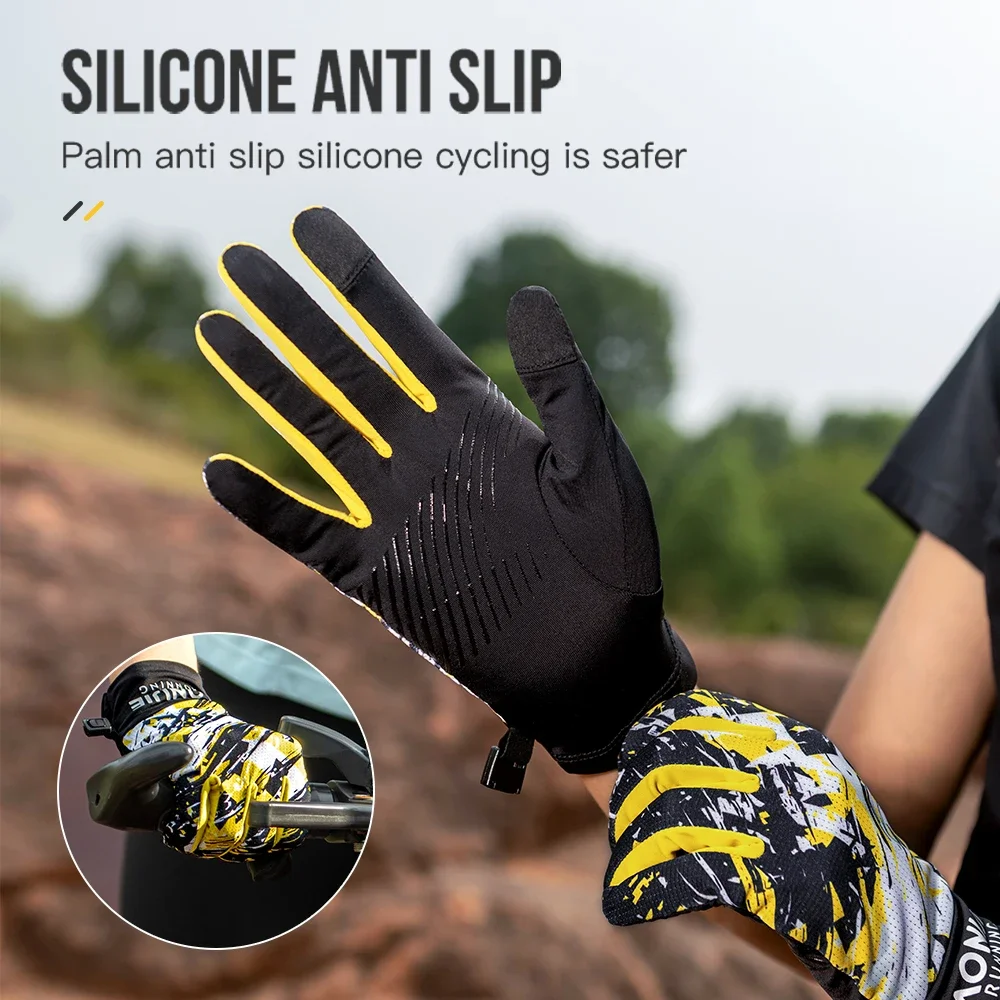 AONIJIE M59 guantes cálidos a prueba de viento antideslizantes guantes deportivos antideslizantes con dedos completos pantalla táctil de dos dedos para correr ciclismo