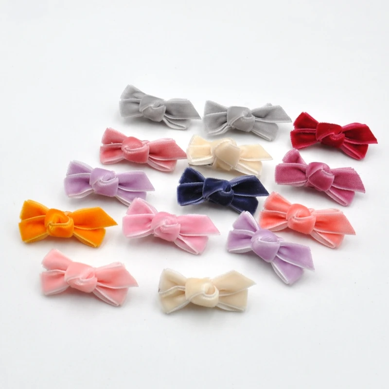 30Pcs/Lot  Mini Velvet Ribbon Bow Hair Clips For Baby Girls Cute Toddler Hairpins  Kids Children Hair Accessory