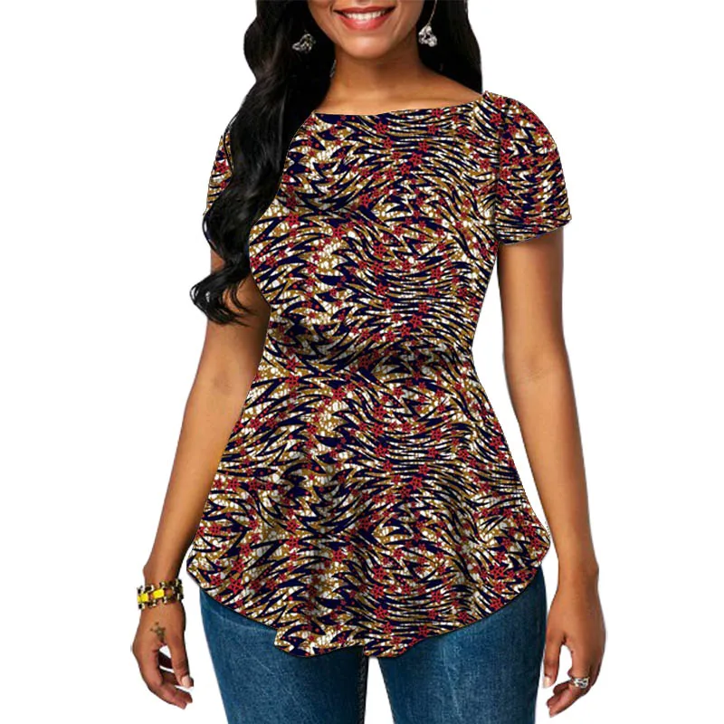 Camisas de mujer con estampado de cera de moda africana, Tops Ankara de manga corta hechos a medida elegantes, ropa de fiesta de verano