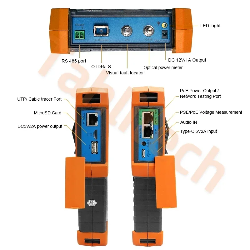 MINI OTDR 1310/1550nm 26/24dB Fiber Optic Reflectometer Touch Screen VFL OLS OPM Event Map Ethernet Cable Tester
