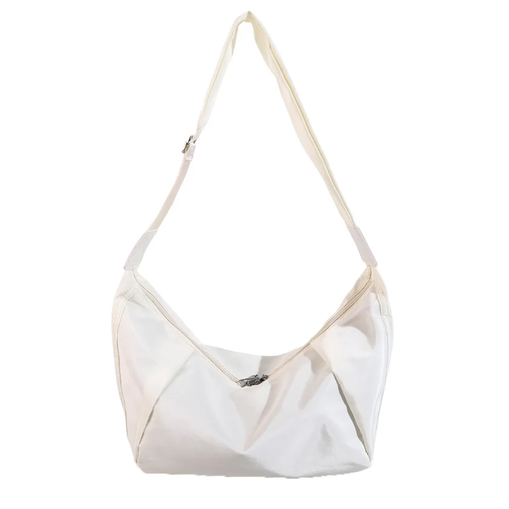 تريند حقيبة زلابية ذات سعة كبيرة نايلون بلون سادة حقيبة كروس خفيفة الوزن بتصميم مطوي حقيبة كتف للسفر