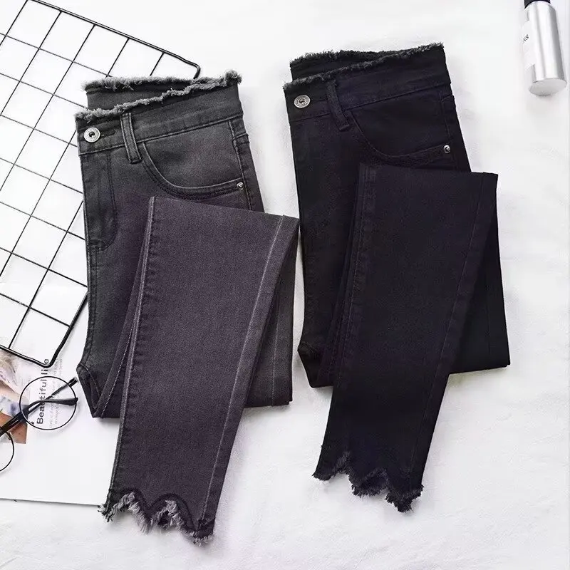

Slim Fit Jeans for plus Size Women High Waist Cotton Stretch Denim Spring Autumn Wear Resistant Tummy Control Trendy