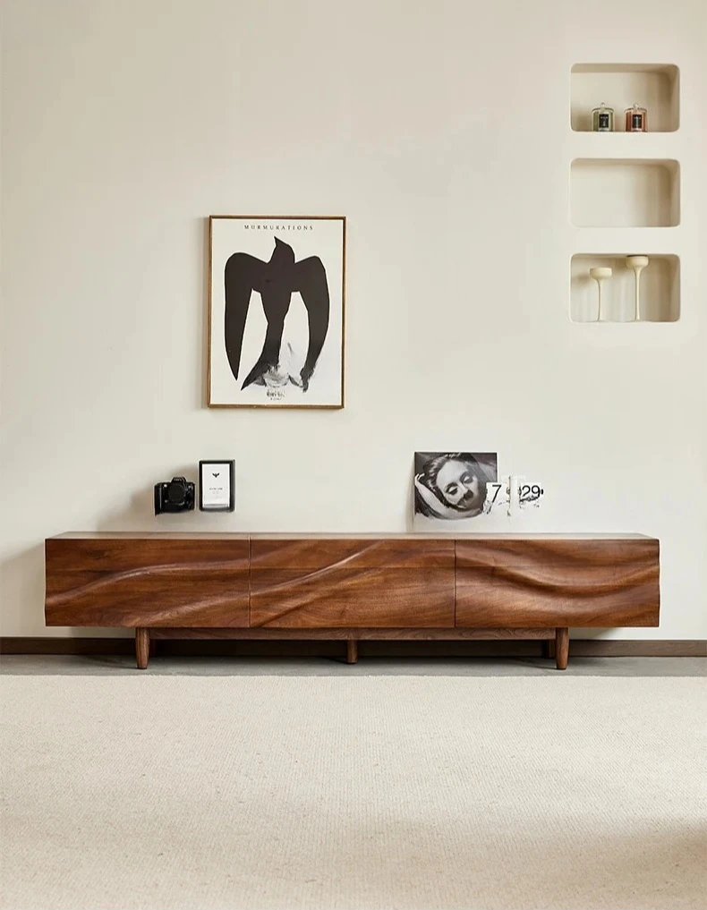 

PYH all solid wood TV cabinet simple floor cabinet living room creative storage locker