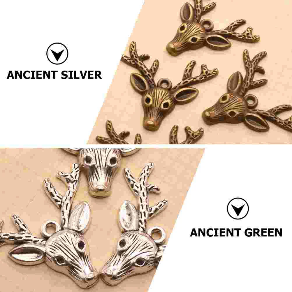 20 Pcs Deer Alloy Pendant Necklace Charms Shape Head DIY Jewelry Pendants Making Earring