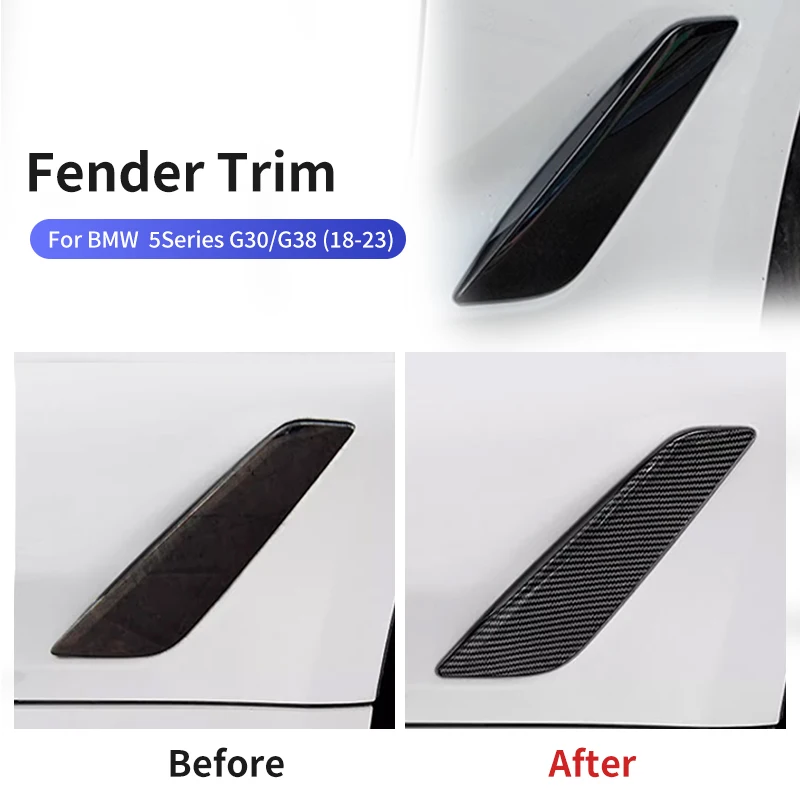 2pcs Car Door Fender Vent Sticker For BMW Series5 G30 G38 18-23 ABS Auto Side Wing Air Flow Fender Cover Trim Exterior Accessory