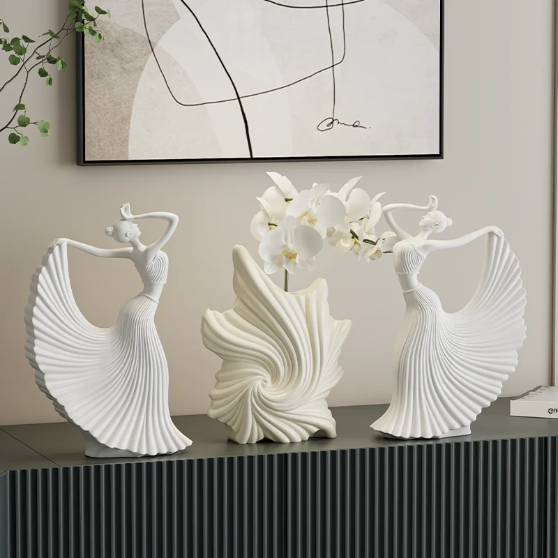 Character Decor Resin Craft Art Ornaments Desktop Wine Rack Figurine Home Decor Resin Abstract Dance Art Statue Girl Sculpture