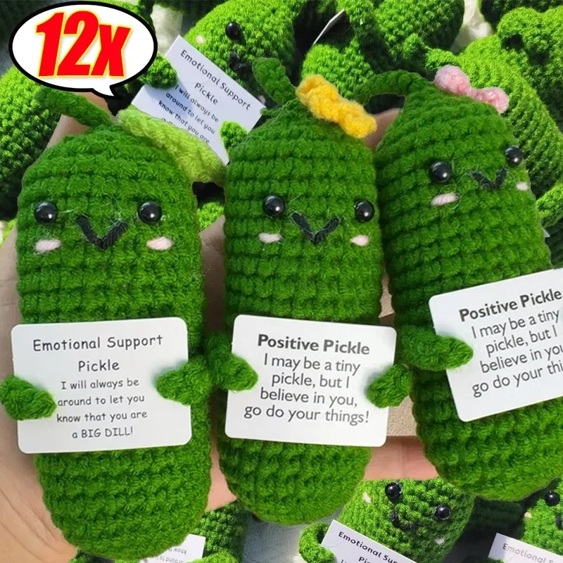 Emotionale Unterstützung Gurke positive Energie handgemachte Puppe Unterstützung Gurken lustige häkeln Desktop-Ornamente kreative Strickgeschenke