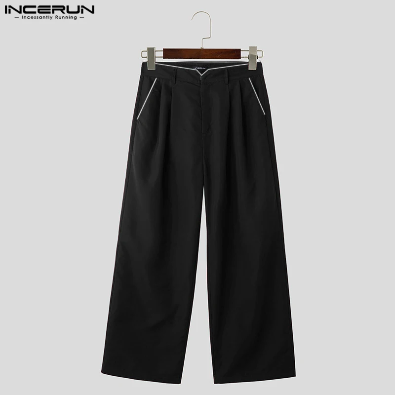 Incerun 2024 koreanischen Stil Herren Pantalons Mode High Street Design Hose lässig drapieren weites Bein gerades Bein lange Hosen S-5XL