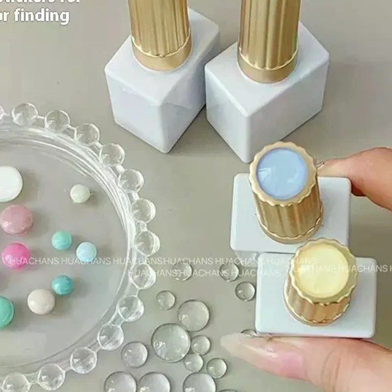 Mini Glass Color Card Manicure Bean Color Card Nail Polish Glue Plate Nail Polish High Transparent 3D Round Bead Manicure Tool