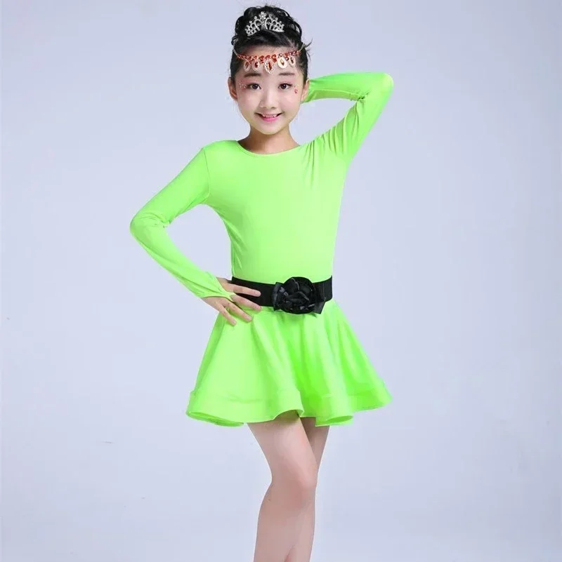 2024 girls Spandex latin dresses for dancing ballroom dance dress rumba samba children samba cha cha tango skirt standard salsa