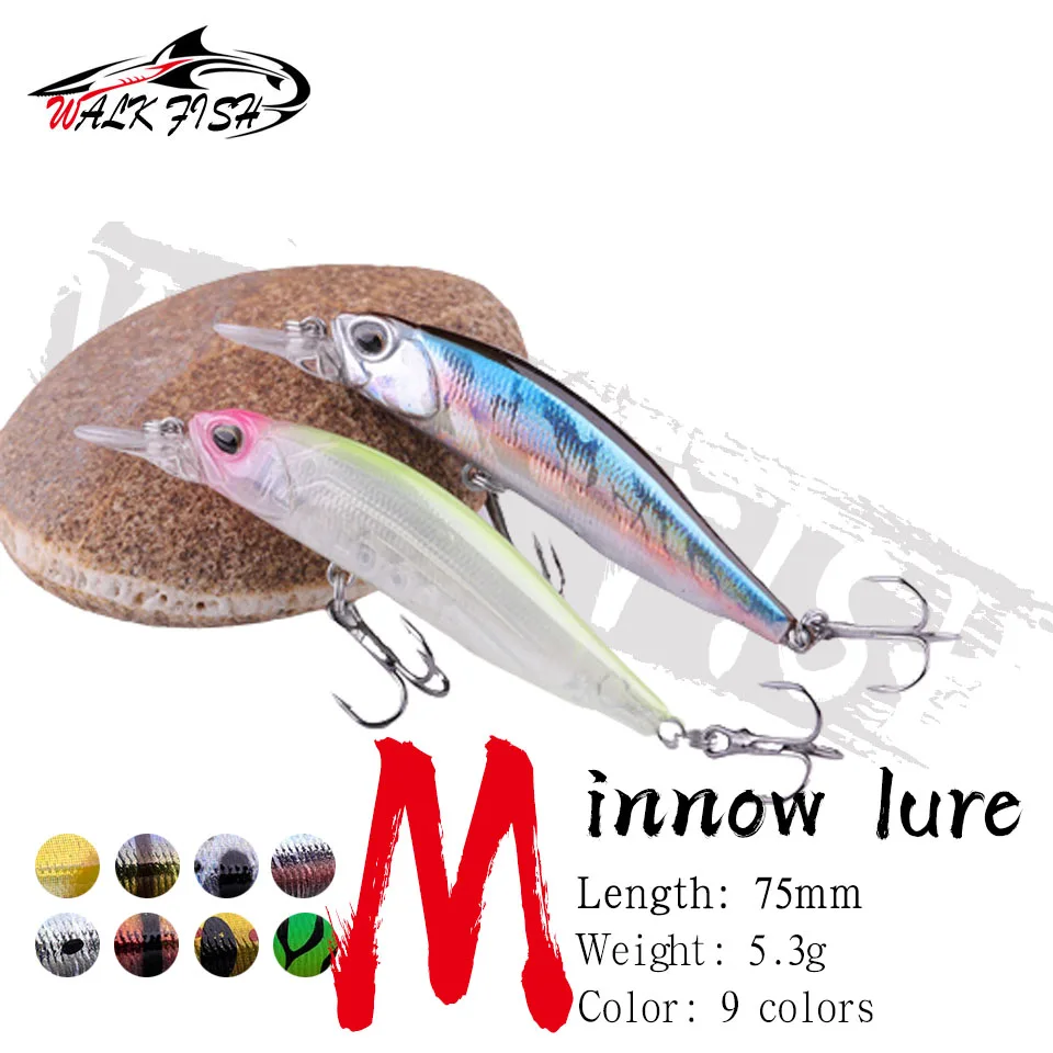 WALK FISH 1PCS Minnow Fishing Lure 75MM/5.3G Suspending Hard Bait Artificial Professional Wobblers Swimbait Japanese Winter