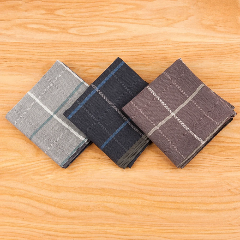 Men's Check Pocket Handkerchief, 3-Piece Pocket Handkerchief Thin feel 16.9in/43cm