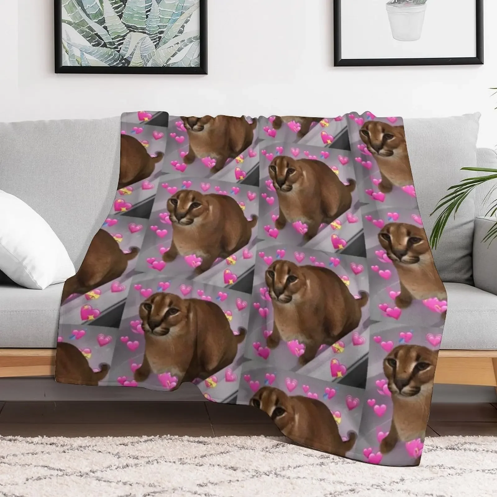 Wholesome Floppa Throw Blanket blankets and throws Plush Flannel Fabric Blankets