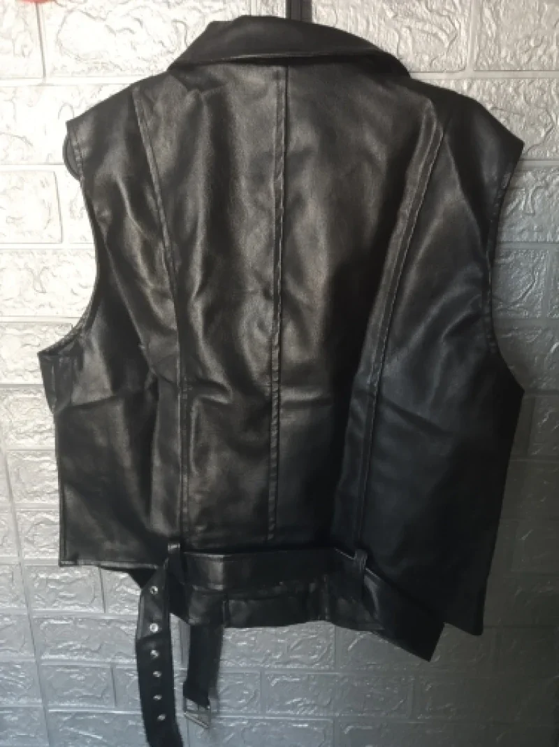 Damska kurtka czarna kamizelka ze skóry PU modna kamizelka motocyklowa na zamek błyskawiczny topy wiosna jesień steampunk skórzany gotycki kostium