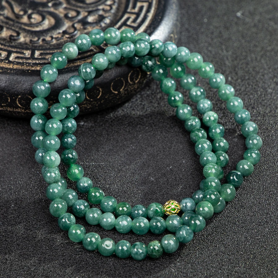 

TIMESWIND Blue Natural A-type Jade Round Beaded Classical Multi-layer Bracelet for Women with Certificate