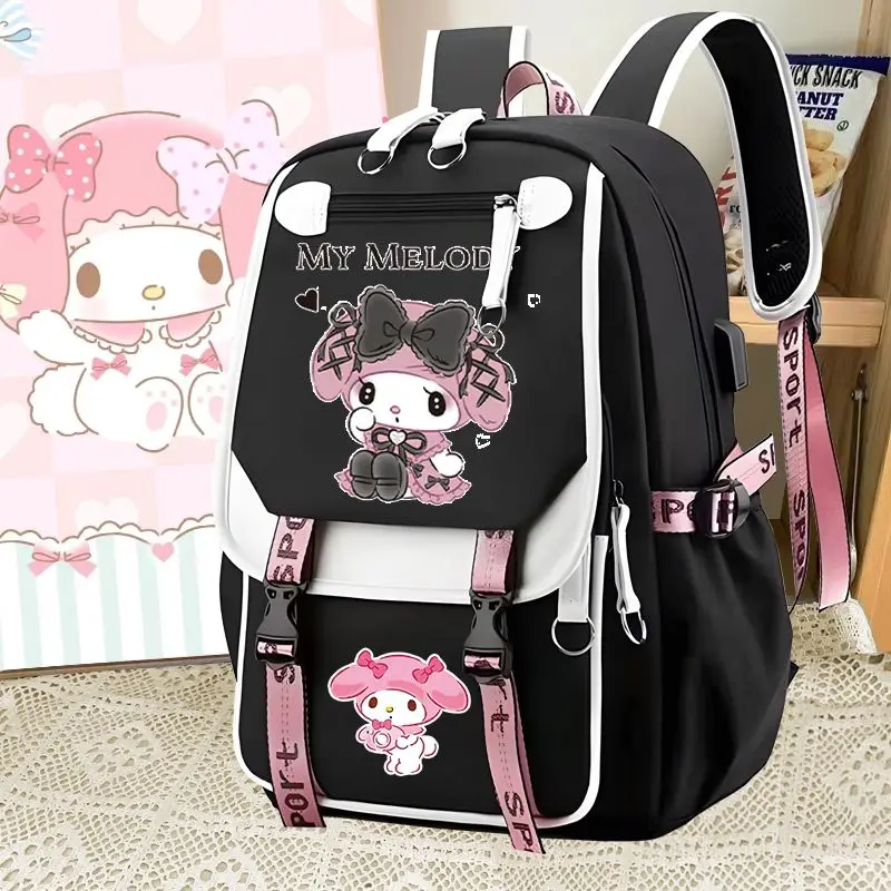 

Sanrio модный рюкзак для девочек My Melody новый стиль школьный рюкзак студентка Kuromi мультфильм девушка большая вместительная многофункциональная сумка для хранения
