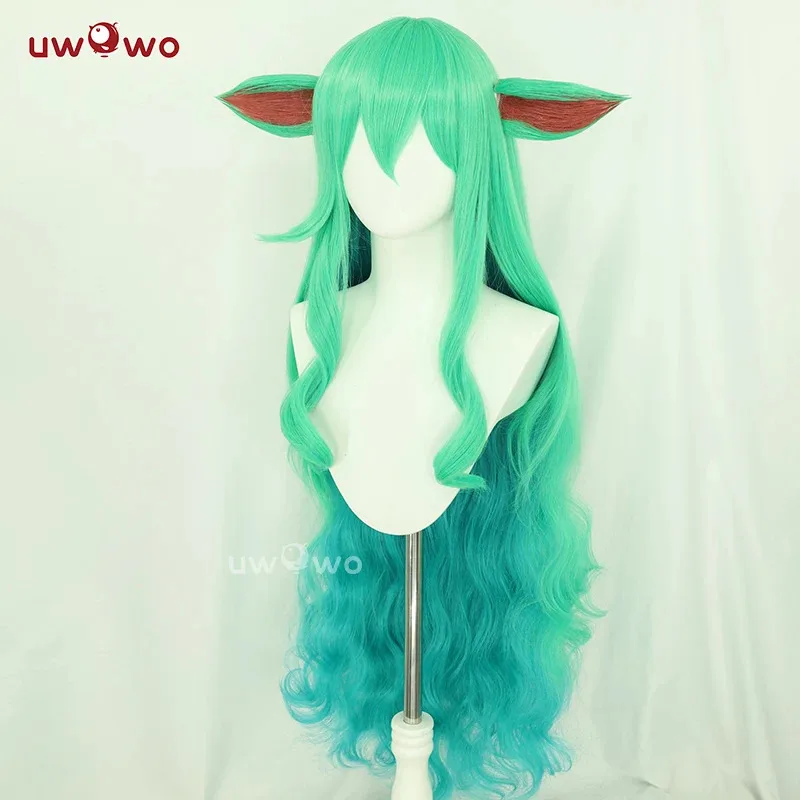 UWOWO Soraka شعر مستعار لعبة جامعة الأساطير/LOL: ستار جارديان Soraka SG شعر مستعار تأثيري مع الأذن الشعر الطويل الأخضر 100 سنتيمتر شعر مستعار