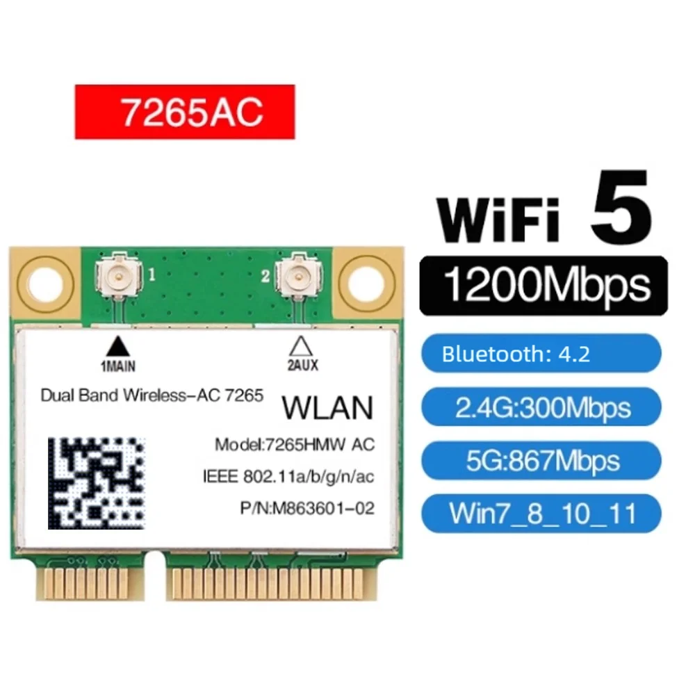 AC7265 7265HMW Network Card Mini PCI‑E Gigabit Dual‑Band for Bluetooth 4.2 Wireless Wifi AC7265 image 2