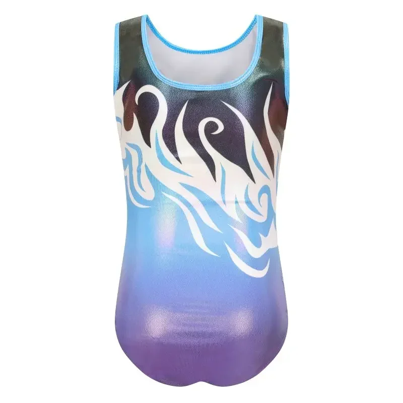 Kid's Hot Diamond Sleeveless Gymnastics Leotards No Chest Cushion Kid Ballet Dance Wear Stage Performance Costume