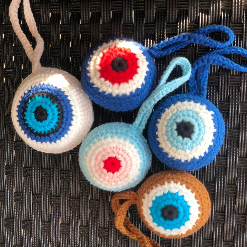 Evil Eye Key Chain Pendant Decoration Crochet Cute Evil Eye Hanging Drop For Bag Ornament For Christmas Nice New Year Gifts