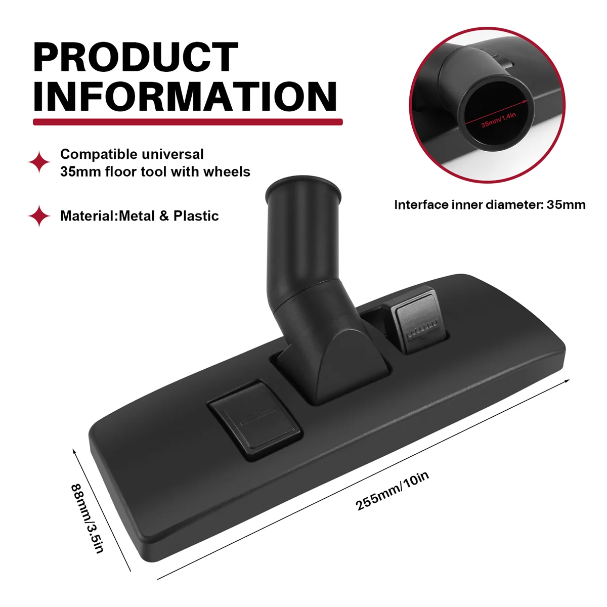 แปรงขัดพื้นสำหรับเครื่องดูดฝุ่นติดพรม35มม. พร้อมหัวหมุน
