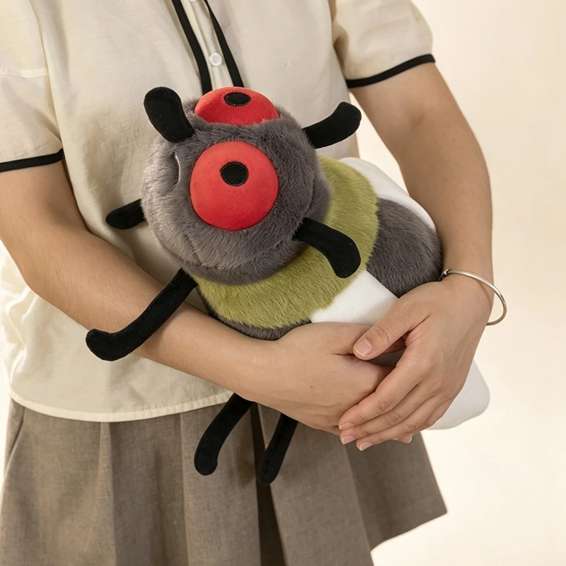 Housefly Mosquito Stuffed Animal Soft Insect Plush Dolls with Red Eye Fly Design Long Proboscis for Home Display Gift